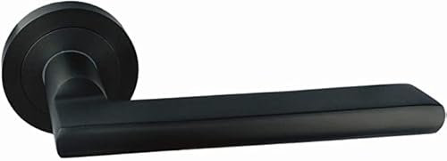 Juego manivela modelo de aluminio con Roseta Redonda acabado negro para puertas