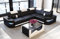 Sofa Dreams Ecksofa Como L Form Ledersofa - mit LED Beleuchtung, verstellbare Kopfstützen, Lederfarben wählbar/Ausrichtung wählbar (Ecke rechts, Schwarz-Weiß)