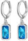 Suplight 925 Sterling Silber Dezember Birthstone Hoop Dangle Ohrringe Smaragd Cut Blue Topaz Drop Ohrringe für Frauen Dangling