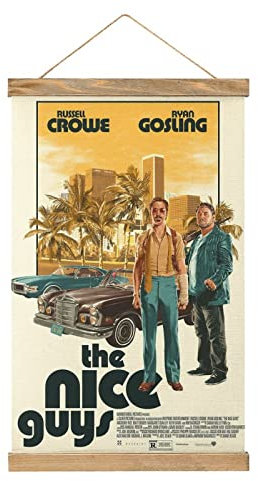 The Nice Guys Filmposter, Stoffbild, Kunst, Holzrahmen, zum Aufhängen, für Raumdekoration, Öl-Leinwand-Kit, Geschenk
