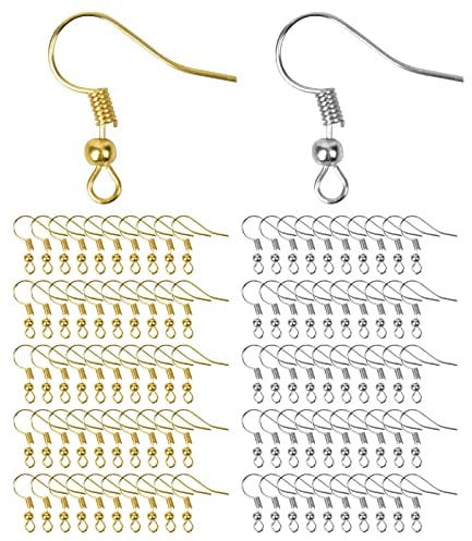400 PCS Earring Making Kit - Hypoallergenic Hooks With Clear Silicone Safety Backs for DIY Jewelry - Silver and Gold
