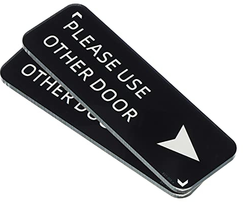 PATIKIL Please Use Other Door Right Arrow Sign, 2 Pack Acrylic 6x2 Self Adhesive Door Sign Sticker Wall Plates for Office Home Business, Black