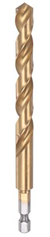 sourcing map 1/4 Hex Shank Drill Bit 10mm Titanium Drill Bits Set M35 High Speed Steel Twist Drill Bit 130mm Long Fully Ground for Wood, Stainless Steel, Metal, Plastic Plastic