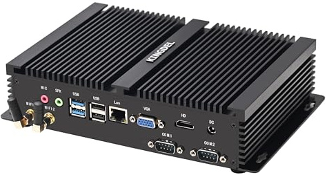 KINGDEL Fanless Desktop PC, i7 12th Gen. 10 Cores CPU Office Computer, 64GB RAM, 2TB NVMe SSD, WF 6E+BT 5.3, HD Port, 2xCOM RS232, 4K: 4096x2304, W-11 Pro