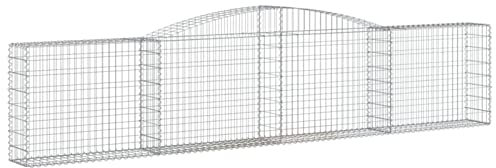 Homgoday Gabbietta ad arco in gabbione, cestino in pietra a rete, per esterni, a spirale, per giardino, decorazione da giardino, 15 pezzi, 400 x 30 x 80/100 cm, in ferro zincato