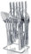 Gilded Silverware Set, 24 Piece Cutlery Set with Holder, Service for 6, Mirror Polished Tableware Set for Home Kitchen, Dishwasher (Silvery)…