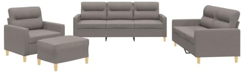 vidaXL 4-TLG. Sofagarnitur mit Kissen Taupe Stoff