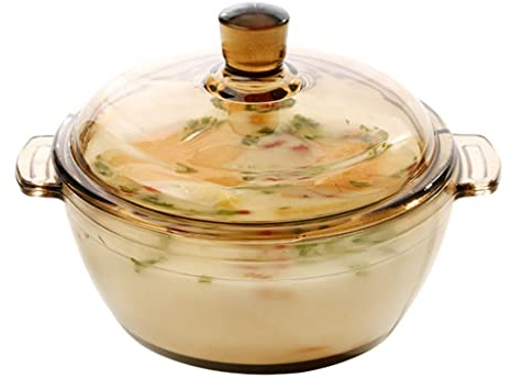 SUNMME Cacerola de Cristal para Cocina, Cristal marrón con Tapa, Cuenco binaural para Fideos instantáneos, Ensalada de Frutas, Olla de Cristal, Horno microondas (Color: A, tamaño