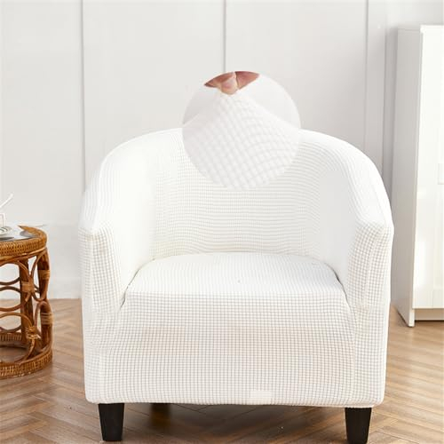 FANSU Sesselschoner mit Armlehne Sesselbezug Stretch Sofabezug Husse, Jacquard Sesselüberwurf Tub Chairs Sesselhussen für Clubsessel Loungesessel Cocktailsessel (Weiß)