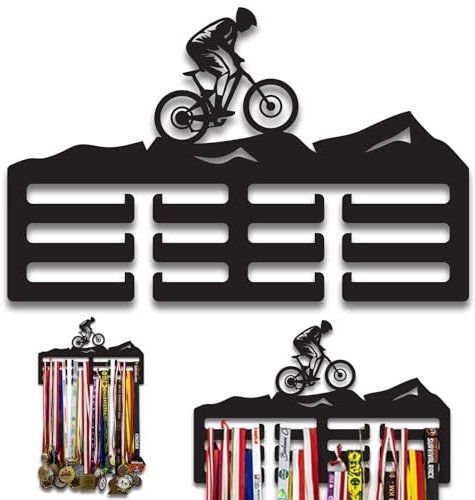VAILANTES Medaillenhalter Fahrrad Motiv Medaillen Aufbewahrung Medaille Geschenk Regal Für Kinderzimmer Medallienhalter Damen Geschenke Triathlon Geschenkideen Fuer Männer Sportler Medallien