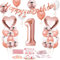 Luftballon 1. Geburtstag Roségold, Geburtstagsdeko 1 Jahr, Ballon 1. Geburtstag, Riesen Folienballon Zahl 1, Happy Birthday Folienballon 1, Ballon 1 Deko zum Geburtstag Frauen