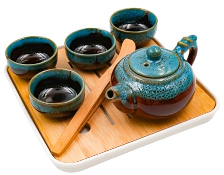 CENPEK Service à thé de voyage noir Service à thé japonais avec théière Mini services à thé Gongfu pour adultes cadeaux pour hommes