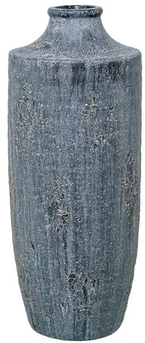 Bodenvase aus Keramik, rustikales Hellgrau, 17 x 17 x 42 cm
