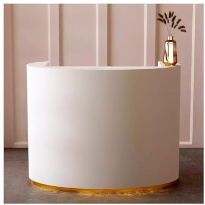 HLZLPYFC Empfangstheke Halbrunder Empfangstresen mit Theke, moderner Bürotresen, für Einzelhandelskasse, Lobby, Laden, Salon(Color:Gold,Size:59x23.6x39.3in)