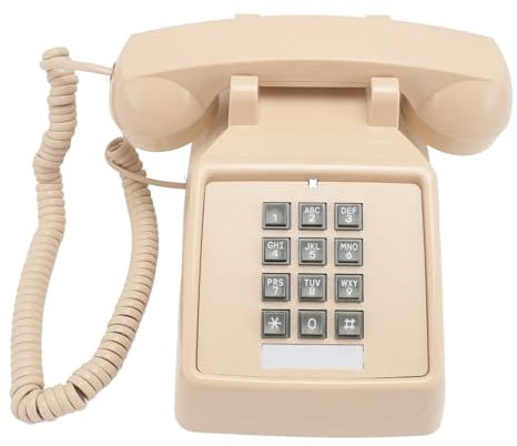 Téléphone Filaire Vintage, Contrôle du Volume du Téléphone Fixe Classique (Beige)