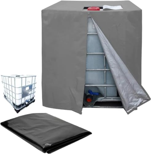 GXQFF IBC Tank Abdeckung 1000L, IBC Container Zubehör, Wassertank Abdeckplane, Anti-UV Schutzplane Regwassertank Abdeckung, IBC Wassertank Abdeckung Für Wasserfass 1000l-Grau
