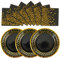 AHPYEUHK 50 Pack Paper Plates and Napkins - 25 * 7inch Dessert Plates & 25 * 6.5inch Napkins for Birthday, Baby Showers and Wedding Party Decorations (Black-Gold)