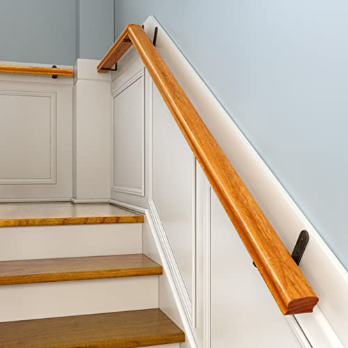 barandilla Pasamanos con Soportes de Metal Barandilla de Escalera de Madera Antigua para apartamento ático Habitación Infantil Barandilla de Pared de Seguridad Resistente para niña/niño Gran