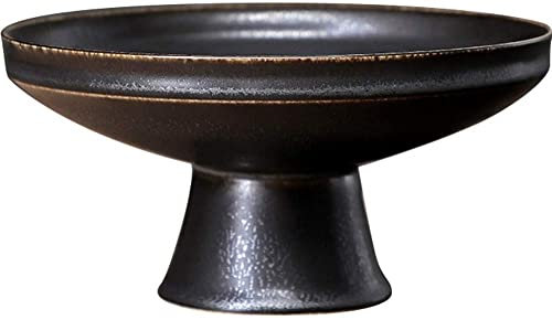 BZVCRTYKL Bol Rond en céramique sur Pied, Support for Bol à Fruits, présentoir à Desserts for comptoir de Cuisine, pièce maîtresse de Table, Plateau de Service à Fruits, Grand Format, vert/558(Gold)