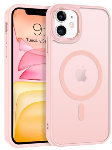 VENINGO Magnetica Cover per iPhone 11, Custodia iPhone 11 Compatibile con MagSafe Traslucida Antiurto Protettiva per Telefono Cellulare per iPhone 11 6,1 Pollici,Rosa Tenue