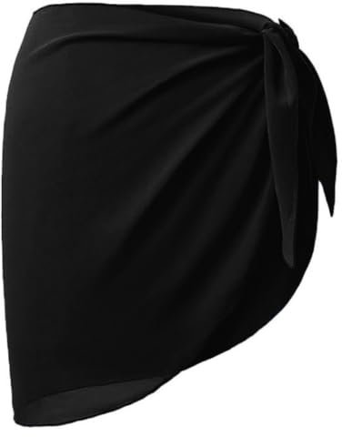 GXGM Pareo Femme Plage Wrap de Plage de Femmes Sarong Couverture de Bikini Jupes Wrap pour Maillot de Bain en Mousseline - Noir