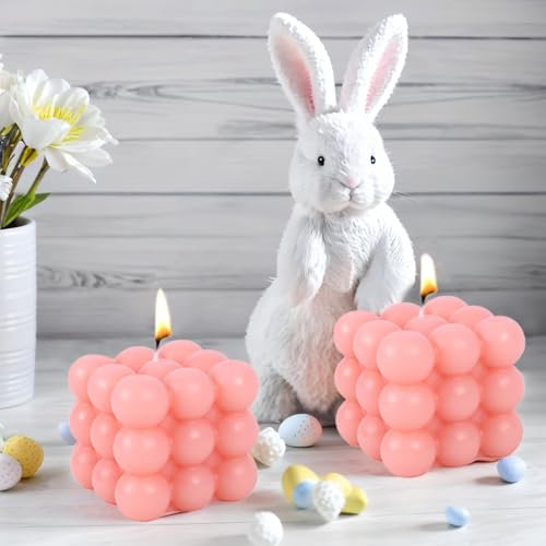 2 Stück Handgemacht Bubble Kerze Candle, Natürlich und Wohlriechend Duftkerze Kerzen, Natürlichem Sojawachs Deko Handmade Kerze für Geburtstag, Valentinstag, Thanksgiving, Weihnachten (pink+pink)