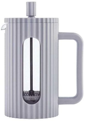 Klausberg Teezubereiter Kaffeebereiter French Press 600ml / 5 Tassen, Kaffeepresse Edelstahl filter, Kaffeekanne, Glas Teekanne, Teebereiter, Spülmaschinenfest Teekocher, matt Grau (KB-7747)