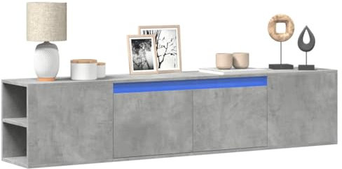 LXYZWRW Centres de divertissement et supports TV, meuble TV mural avec LED gris béton, 180 x 31 x 39,5 cm