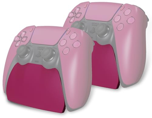 playvital 2 Stück Ständer Kompatibel mit ps5 Controller, Stand Standfuß Halter Halterung Gamepad Zubehör für ps5 Controller mit Gummifüße-Cosmic Red