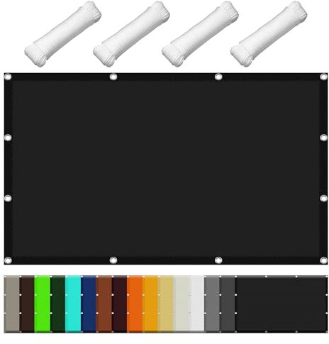 Voile d'ombrage Bord Droit 3.4 x 4 m Imperméable UV Protection Polyester Parasol à Voile Rectangulaire avec Le Kit de Fixation pour La Couverture Végétale Serre Pergola, Noir