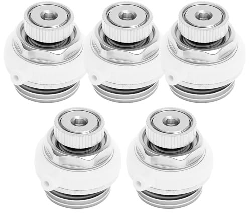 Lot de 5 purgeurs de radiateur entièrement automatiques - 2,5 x 3 cm - Avec clapet anti-retour - Auto-scellant - Valve de purge automatique - Pour systèmes de chauffage