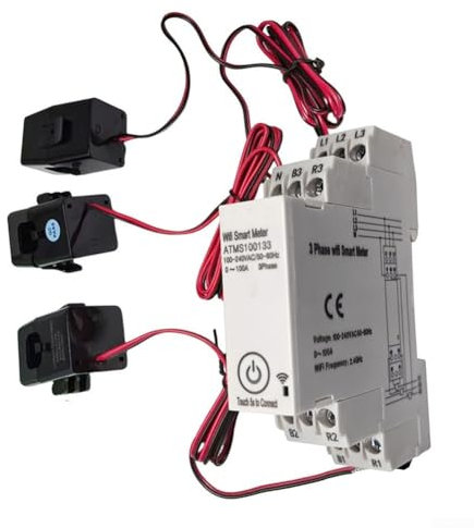 JoyousMall Dreiphasiges WLAN-Smart-Messgerät, Multifunktionsschienen-Stromzähler mit Stromwandler für Tuya für Leistungsmonitor