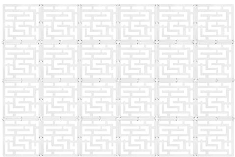 Paravent en PVC et résine - 24 pièces - 29 x 29 cm - Blanc - Motif damier - Séparateurs de pièce décoratifs pour fenêtres, portes et accessoires de maison