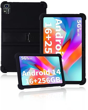 Schutzhülle für QDDQ T618 10.1 Zoll neueste, yystao Kinder Weiche Silikon-Tablet-Hülle kompatibel mit QDDQ Tablet T618, verstellbarem Ständer (Schwarz)