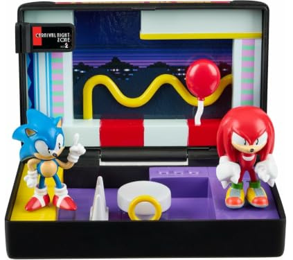 Sonic The Hedgehog 3 - Console Heroes - Replica cartuccia pieghevole Sega Mega Drive, Diorama di gioco retrò con figure Sonic & Knuckles, decorazione Carnival Night Zone