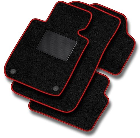 MOTOS Basic Velours-Fußmatten passend für Volkswagen Tiguan II 2016-2024 - Basic, Material, Rot fußmatten Auto - Erleben Sie neuen Fahrkomfort mit einem Automatten Satz für Ihr Auto
