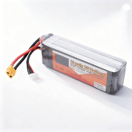 14.8V 6000mAh 4S LiPo Battery 45C XT60 Plug, High Capacity Model Battery for Drone Car Airplane - Stable Performance, Durable Lithium Material, Ideal for RC Models and FPV Drones