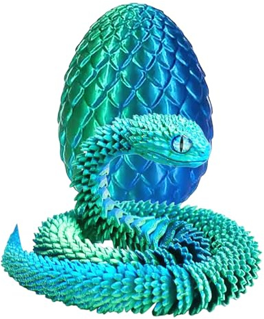 3D Gedruckte Schlange Spielzeug mit Buntem Überraschungsei 30cm | Schlangen Fidget Toys Zappelspielzeug Set Erwachsene, Kreative Geschenkidee für Ostern Geburtstage Stressabbau