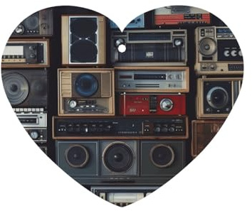 Vintage Wall of Radio Boombox Car Air Fresheners Cards Set of 4 Pieces, Long-Lasting Auto Aromatherapy Tablets Gifts Car Rearview Mirror Pendant Hanging Scented Cards for Wardrobe Bathroom