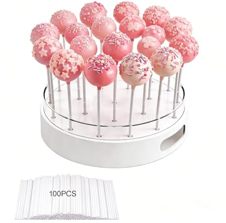Dengthrive Cake Pop Ständer: 22 Löcher Acryl Tortenstützen mit Bringen Sie 100 Lutscherstangen Wird für Präsentation von Süßigkeiten Verwendet und Eignet Perfekt für Geburtstags und Hochzeitsfeiern