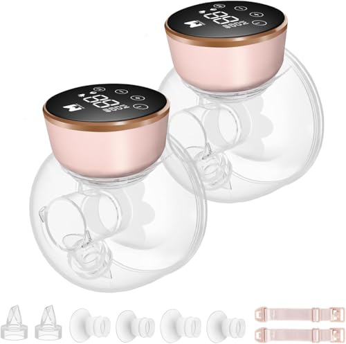 Wearable Breast Pump, Hands-Free Ultra Quiet Electric Breast Pump with 3 Modes & 9 Suction Levels, Leak-Proof Design, 19/21/24MM Flanges, Portable for Nursing Moms (2 Sets)