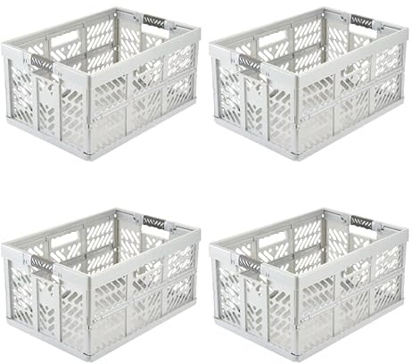 keeeper ben Profi-Klappboxen, 4er-Set, 45 l, Light Silver | Verstärkte Ränder, Seiten ohne scharfe Kanten, Fest integrierte Soft-Touch Griffe, Schnell zusammenklappbar, Max. 50 kg