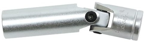 SW-Stahl 03642SB Zündkerzenschlüssel 14 mm - 3/8 Zoll Gelenk-Steckschlüssel | Spezial-Einsatz mit Kardangelenk für schwer erreichbare Zündkerzen, Sechskant-Profil, 80 mm Länge, Gummi-Fangstück