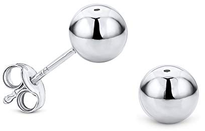 Miore Schmuck Damen Ohrstecker Kugel Ohrringe Ø 6 mm aus Weißgold 9 Karat 375 Gold