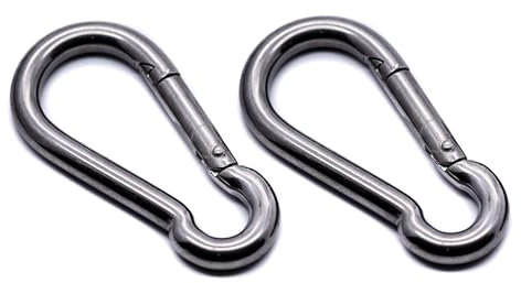 J Clarke Marine Pack of 2 - Carabiner snap hook 50mm, 60mm, 70mm 316 A4 stainless steel (6mm x 60mm)