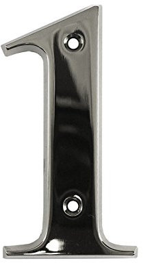 Beautiful 3 Inch Bevelled Edge Polished Chrome Door Number 1 - Screw Fix Front House Number 1