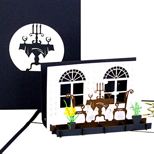 Pop Up Karte Candlelight Dinner, Geburtstagskarte & Einladungskarte ins Restaurant – als Geschenkgutschein Gastro, Gutschein Kochen, Geburtstagskarte, Geschenkverpackung oder Geldgeschenk