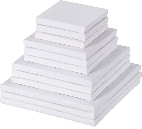 Assortierte Größe 3 Zoll/ 4 Zoll/ 5 Zoll/ 6 Zoll Mini Kunst Leinwand Gestreckt für Handwerk Malerei Zeichnung, 12 Stück