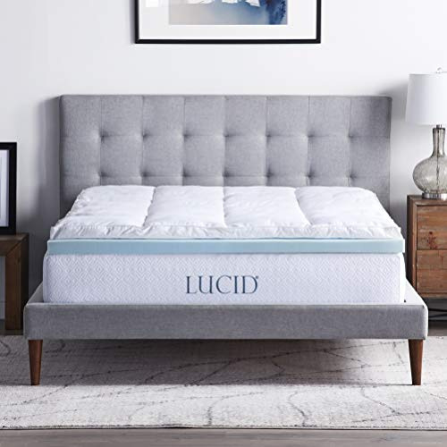 LUCID Matratzentopper, Matratzenauflage aus Daunenalternative und Gel-Memoryschaum, Lange Einzelbett-Größe (Twin XL), 10,2 cm, 3 Topper in einem
