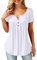 Amoretu T-Shirt Damen V-Ausschnitt Knopfleiste Bluse Solide Tunika Sommer Tops, M, A-weiß
